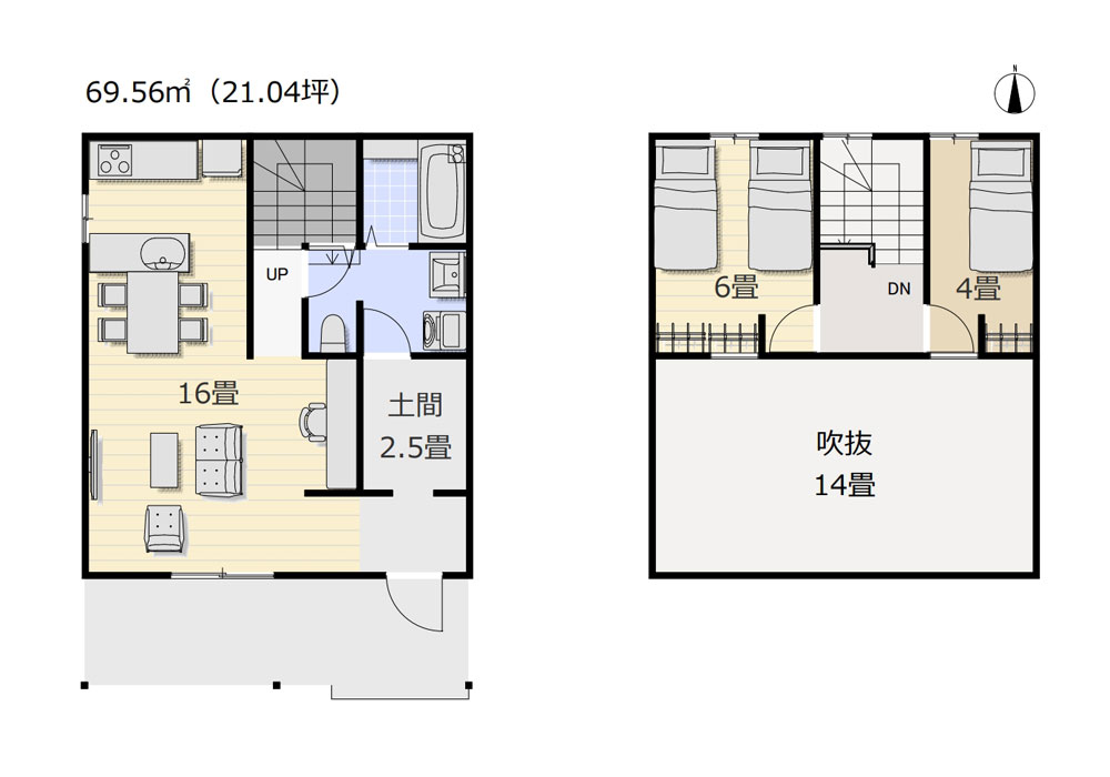 2階建てタイプA間取り