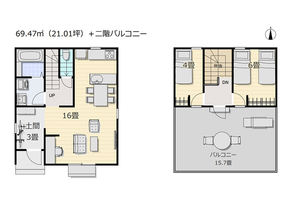 2階建てタイプB間取り